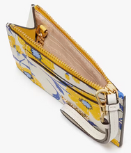 Load image into Gallery viewer, Kate Spade Morgan Sunshine Floral Print Card Case Wristlet Yellow Keyring Wallet