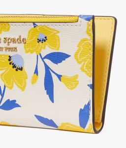 Kate Spade Morgan Sunshine Floral Small Slim Bifold Wallet Cream Yellow Compact