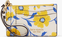 Load image into Gallery viewer, Kate Spade Morgan Sunshine Floral Print Card Case Wristlet Yellow Keyring Wallet