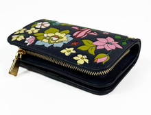 Load image into Gallery viewer, Kate Spade Morgan Womens Compact Wallet Flower Bed Embossed Zip Blue Small