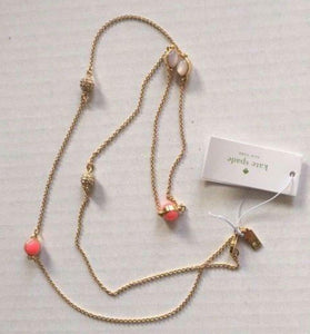 Kate Spade Necklace Womens Gold-Plated Long Blossom Scatter Pink Stone Crystal