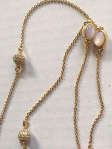 Kate Spade Necklace Womens Gold-Plated Long Blossom Scatter Pink Stone Crystal