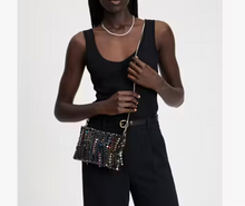 Load image into Gallery viewer, Kate Spade Nova Fringe Embellished Clutch Crossbody Black Chain Strap **Note