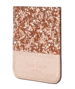 Kate Spade Phone Pocket Sticker Rose Gold Leather Card Holder Glitter