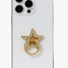Load image into Gallery viewer, Kate Spade Phone Ring Stand Holder Starlight Crystals Gold Star Kickstand Stick On
