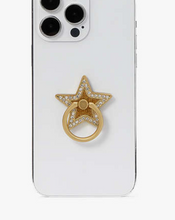 Load image into Gallery viewer, Kate Spade Phone Ring Stand Holder Starlight Crystals Gold Star Kickstand Stick On