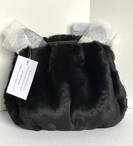 Kate Spade Pitch Purrfect Cat Crossbody Black Faux Fur Leather Chain Shoulder Bag