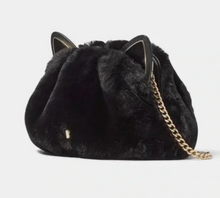 Load image into Gallery viewer, Kate Spade Pitch Purrfect Cat Crossbody Black Faux Fur Leather Chain Shoulder Bag