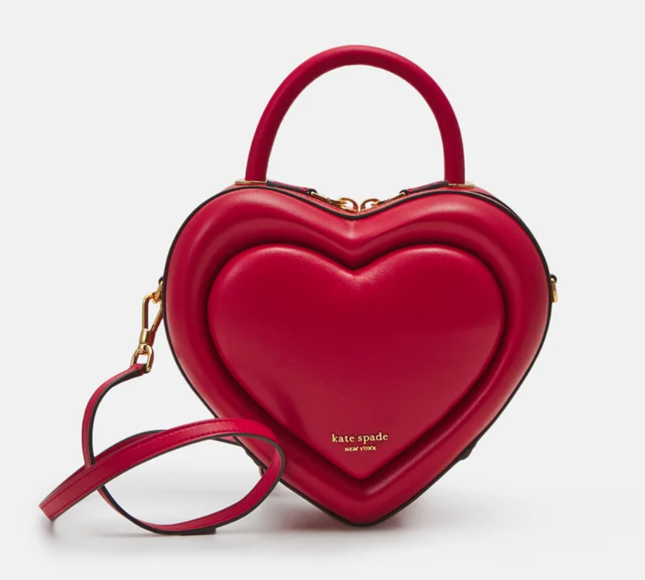 Kate Spade Pitter Patter 3D Heart Crossbody Red Leather Top Handle Bag