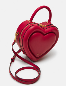 Kate Spade Pitter Patter 3D Heart Crossbody Red Leather Top Handle Bag