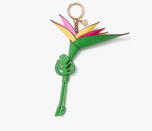 Kate Spade Playa Bird of Paradise Flower Bag Charm Leather Keychain Tropical