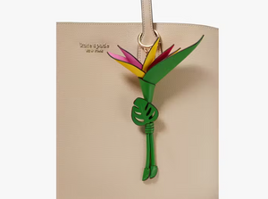 Kate Spade Playa Bird of Paradise Flower Bag Charm Leather Keychain Tropical