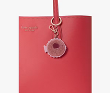 Load image into Gallery viewer, Kate Spade Puffy Fish Key Chain Glitter Pink Small Bag Charm Gold Clip