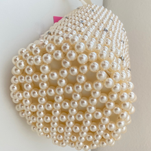 Load image into Gallery viewer, Kate Spade Purl Faux Pearl Bucket Bag Ivory Crystal Beaded Chain Shoulder Strap