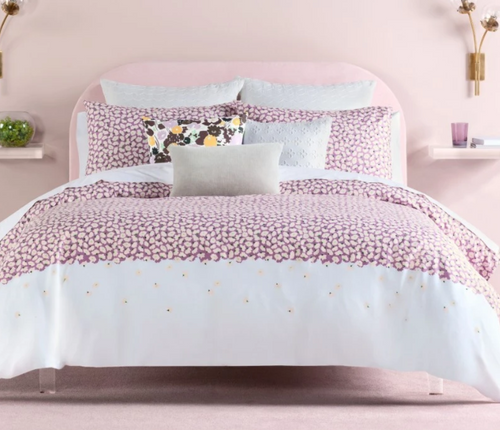 Kate Spade KING Duvet Cover 3-Piece Set Pink Floral Cotton 94 x 92 Carnation