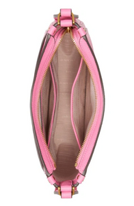 Kate Spade Roulette Medium Messenger Shoulder Bag Pink Pebbled Leather Slim