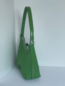 Kate Spade Sam Icon KSNYL Shoulder Bag 90s Green Nylon Small Top Zip Leather