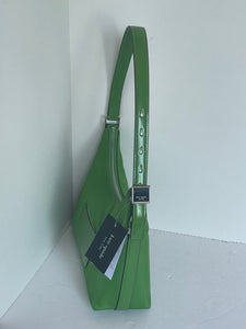 Kate Spade Sam Icon KSNYL Green Nylon Small Shoulder Bag 90s Top Zip Leather