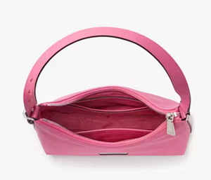 Kate Spade Sam Icon KSNYL Pink Nylon Small Shoulder Bag 90s Top Zip Leather