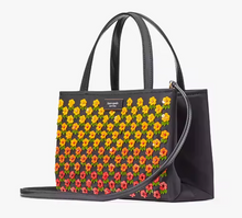 Load image into Gallery viewer, Kate Spade Sam Icon Mini Tote Crossbody Floral Embellished Black Nylon Leather