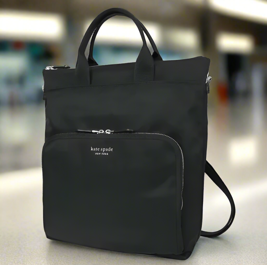 Kate Spade Sam KSNYL Nylon Tote Backpack Black Convertible Laptop