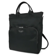 Load image into Gallery viewer, Kate Spade Sam Ksnyl Nylon Convertible Backpack Black Travel Commuter Tote