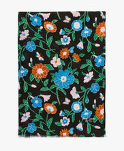 Load image into Gallery viewer, Kate Spade Scarf Womens Black Oblong Floral Butterfly Twill Lightweight Pink Blue
