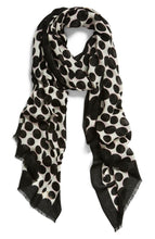 Load image into Gallery viewer, Kate Spade Scarf Womens Black White Oblong Dot Twill Lightweight Seasonless