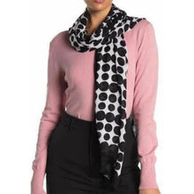 Load image into Gallery viewer, Kate Spade Scarf Womens Black White Oblong Dot Twill Lightweight Seasonless