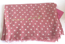 Load image into Gallery viewer, Kate Spade Scarf Womens Pink Oblong White Dot Twill Lightweight Logo