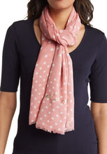 Load image into Gallery viewer, Kate Spade Scarf Womens Pink Oblong White Dot Twill Lightweight Logo