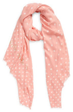Load image into Gallery viewer, Kate Spade Scarf Womens Pink Oblong White Dot Twill Lightweight Logo