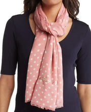 Load image into Gallery viewer, Kate Spade Scarf Womens Pink Oblong White Dot Twill Lightweight Logo