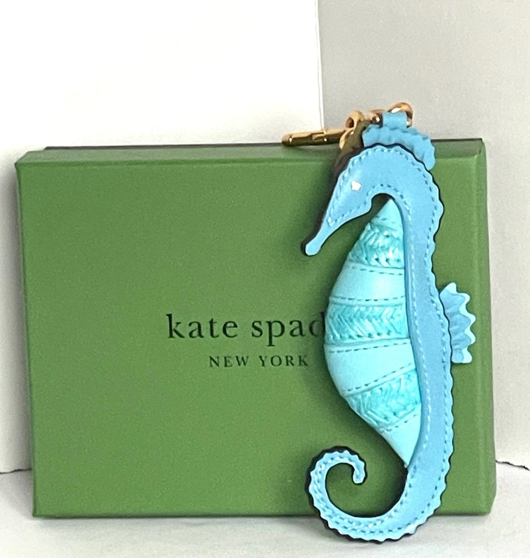 Kate Spade Seahorse Bag Charm What The Shell Embroidered Leather Keychain