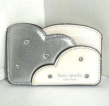 Load image into Gallery viewer, Kate Spade Shade Cloud Card Holder Womens Silver Metallic Leather Crystals Small