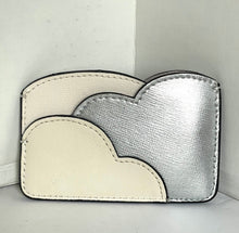 Load image into Gallery viewer, Kate Spade Shade Cloud Card Holder Womens Silver Metallic Leather Crystals Small