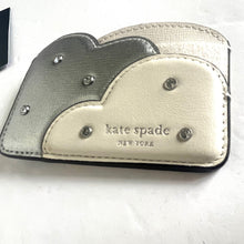 Load image into Gallery viewer, Kate Spade Shade Cloud Card Holder Womens Silver Metallic Leather Crystals Small