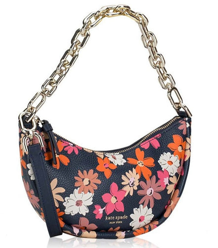 Kate Spade Shoulder Bag Womens Small Smile Leather Floral Zip Crossbody