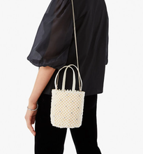 Load image into Gallery viewer, Kate Spade Shoulder Bag Womens White Bucket Purl Faux Pearl Crystal Beaded Collection