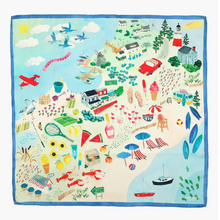 Load image into Gallery viewer, Kate Spade Silk Square Scarf Montauk Map 30x30 Lightweight Spring Travel