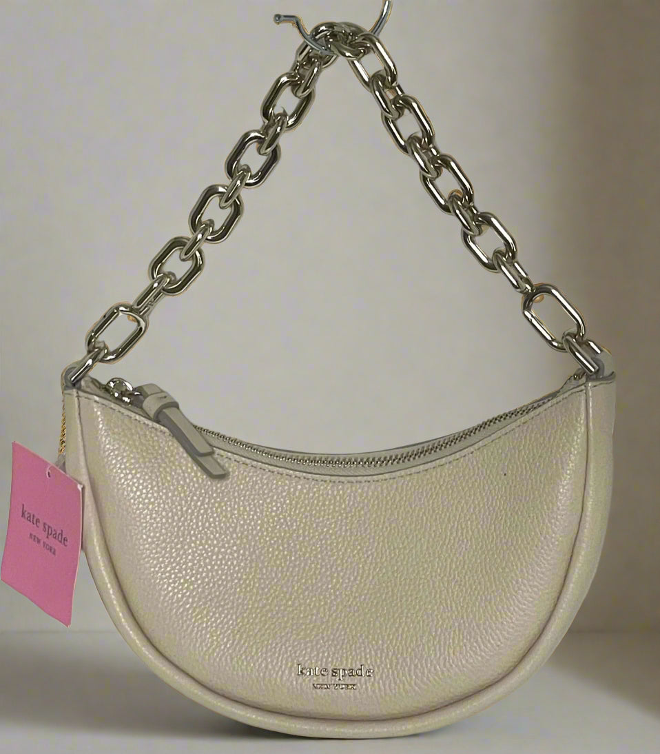 Kate Spade Smile Small Shoulder Bag Cream Leather Crossbody Milk Glass Chain