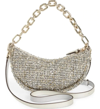 Load image into Gallery viewer, Kate Spade Smile Small Shoulder Bag Womens Silver Crossbody Tweed Metallic Leather