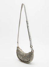 Load image into Gallery viewer, Kate Spade Smile Small Shoulder Bag Womens Silver Crossbody Tweed Metallic Leather