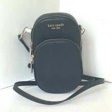 Load image into Gallery viewer, Kate Spade Spencer North South Phone Crossbody Black Leather Double Zip