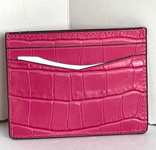 Load image into Gallery viewer, Kate Spade Staci Card Holder Pink Leather Womens Croc Embossed Slim Wallet