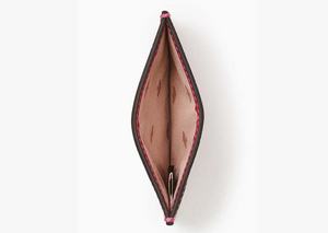 Kate Spade Staci Card Holder Pink Leather Womens Croc Embossed Slim Wallet