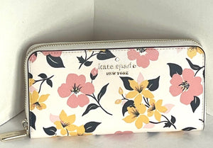 Kate Spade Staci Lily Blooms Large Wallet Continental Cream Floral Accordian
