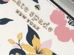 Kate Spade Staci Lily Blooms Large Wallet Continental Cream Floral Accordian