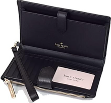 Load image into Gallery viewer, Kate Spade Staci Phone Wallet Wristlet Womens Black Leather ID Credit Card