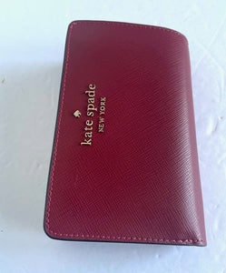 Kate Spade Staci Wallet Womens Medium Red Leather ID Bifold Snap Billfold